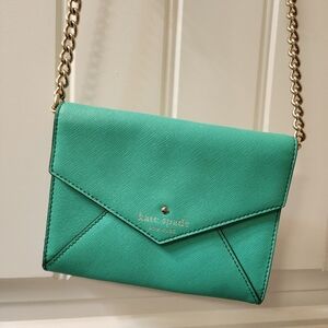 Kate Spade New York Turquoise Saffiano Envelope Crossbody Bag
